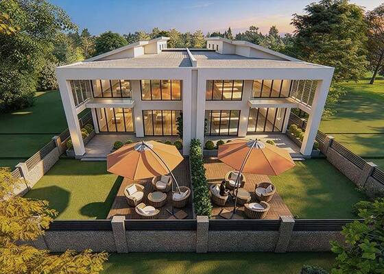 Prefab Villa Light Steel Frame House with Pure Sine Wave Output Flat-Pack Shipping Aluminum Alloy Windows