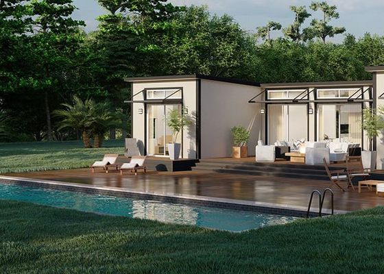 Casa prefabbricata con struttura in acciaio leggero, dependance, monolocale, kit casa mobile con 3 camere da letto e 2 bagni