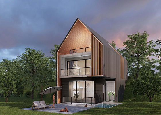 AS/NZS Light Steel Frame Prefab Villa Hotel Unit | Wooden Prefabricated House With Garden Terrace