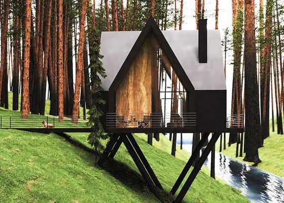 Modular Home cabin Studio giardino prefabbricato con telaio in acciaio leggero e grande area di ponte