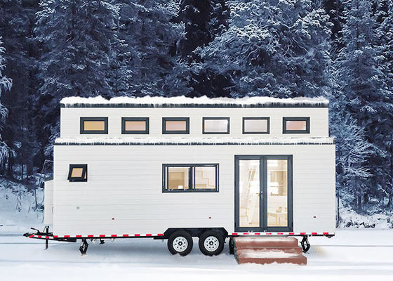 Moderna piccola casa su ruote con pannelli solari Prefabbricata 2 camere da letto Casa mobile