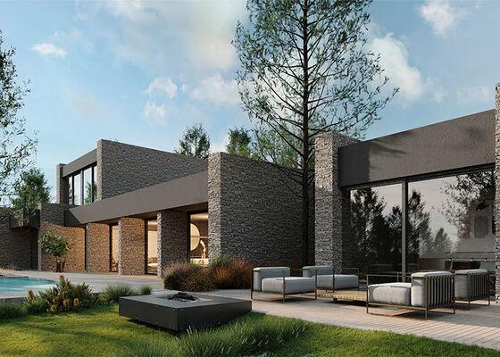 Kit di case modulari di lusso a due piani certificate ICC-ES, moderne prefabbricate in acciaio leggero