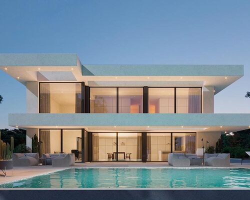 Luxury Single Family Light Steel Frame Home ispirato all'architettura mediterranea