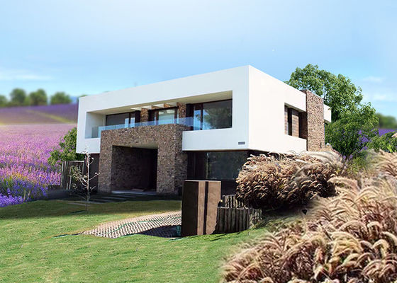 Casa Modulare Moderna. Casa Prefabbricata Con Grandi Finestre
