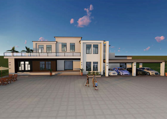 La costruzione prefabbricata di verde del terrazzo del giardino si dirige la casa di legno d'acciaio leggera prefabbricata distaccata della doppia piattaforma