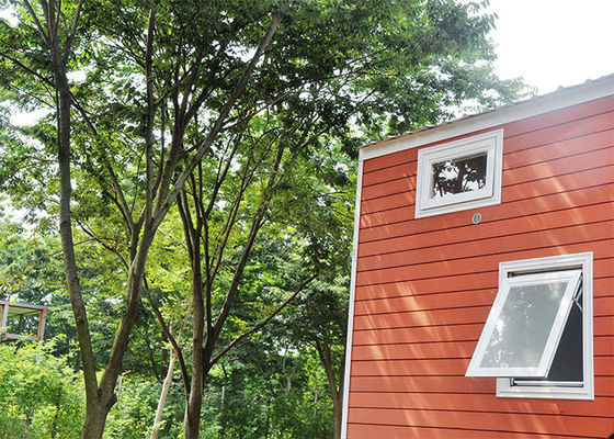 AS/US Prefabricated Tiny House Hotel Unit Orange Black Mobile House On Wheels For Travel