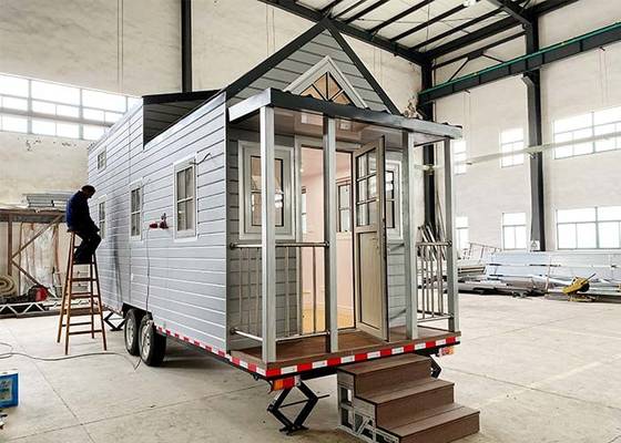Modern Modular Wpc Board Prefabricated Tiny House On Wheel With Light Steel Frame